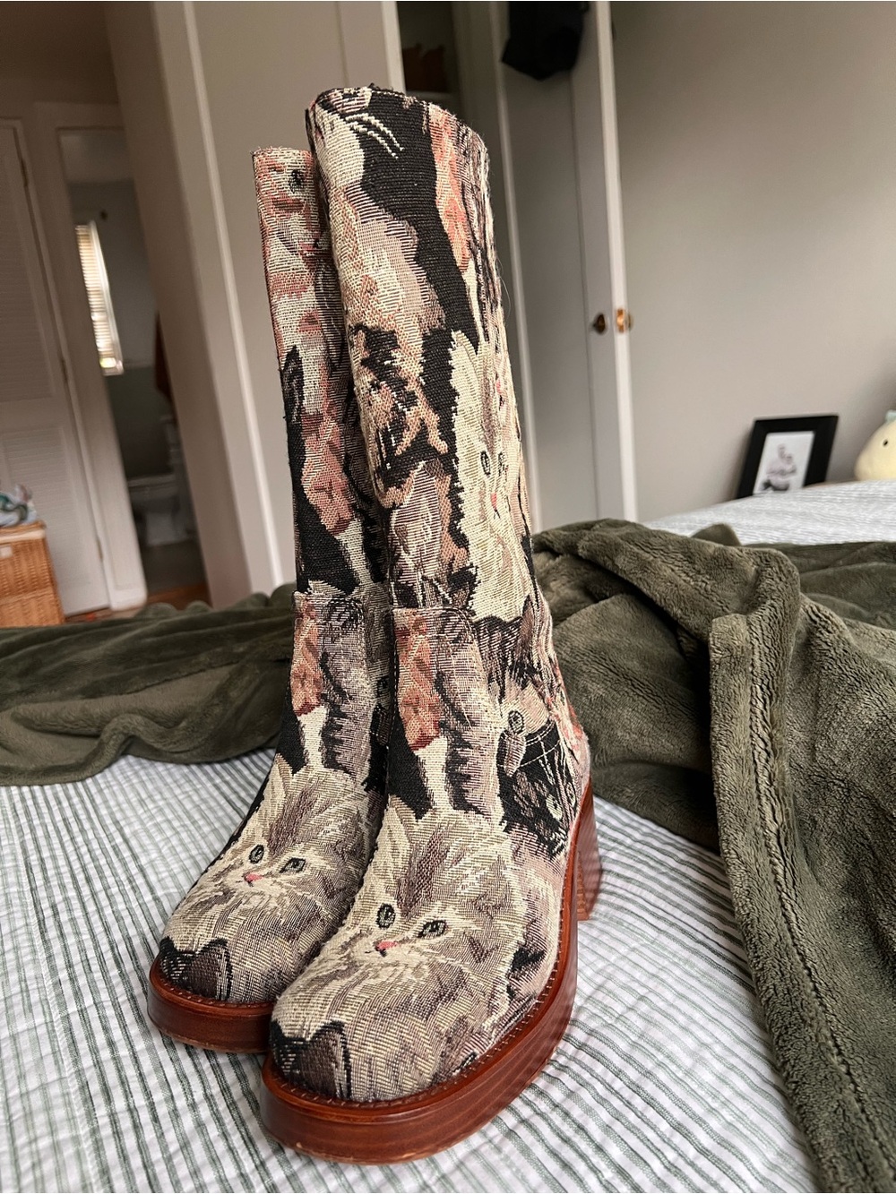 Jeffrey Campbell Cat Tapestry Mid-Calf Heeled Boots - Picture 5 of 8